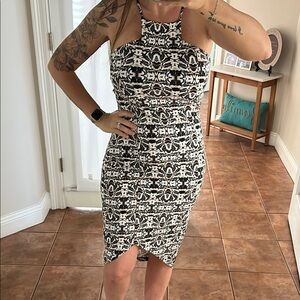 Stylish Black and White Patterned Dress